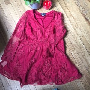 The Pyramid collection red lace dress